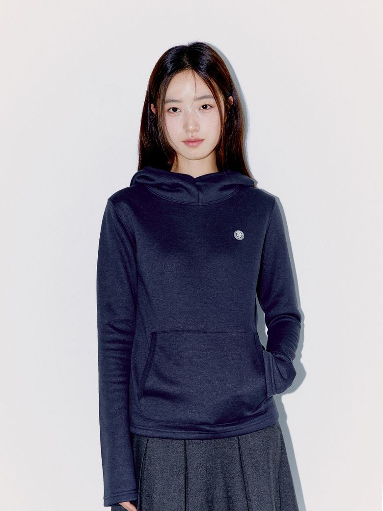 COWL LOGO LABEL HOODIE NAVY