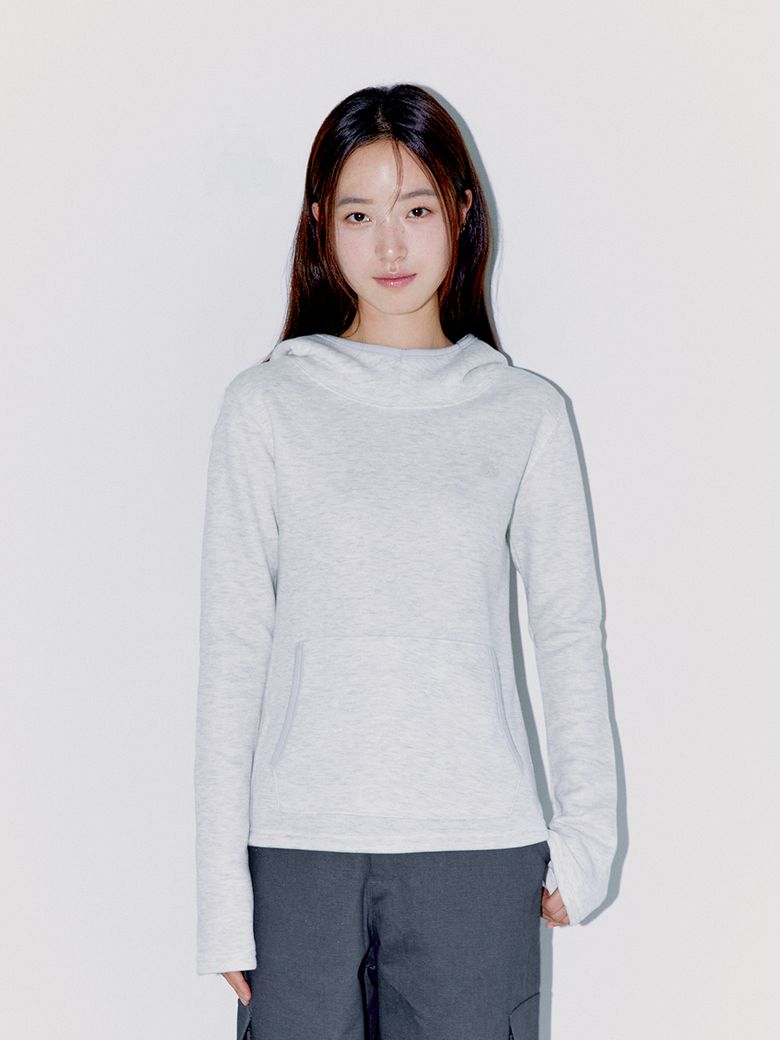 COWL LOGO LABEL HOODIE OATMEAL