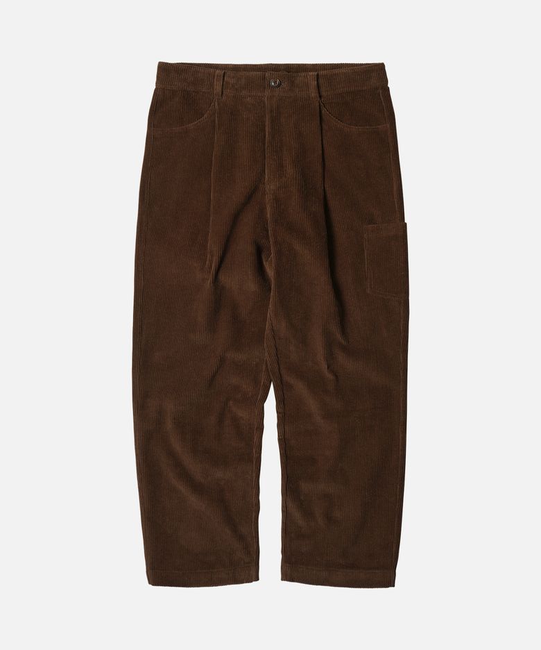 CORDUROY WIDE ONE TUCK PANTS _ BROWN