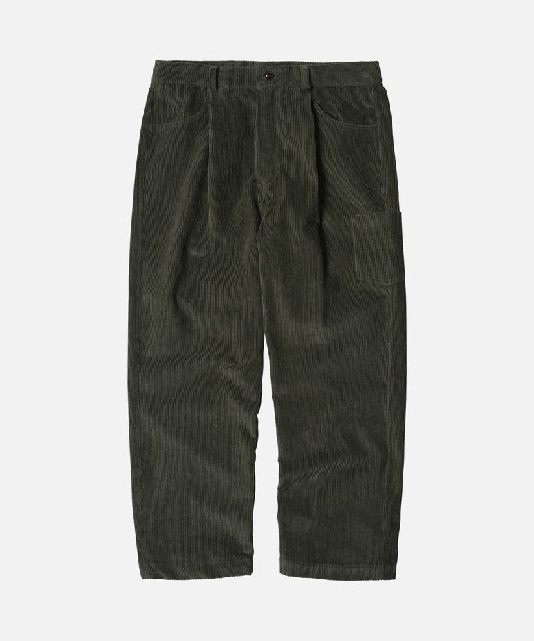 CORDUROY WIDE ONE TUCK PANTS _ OLIVE