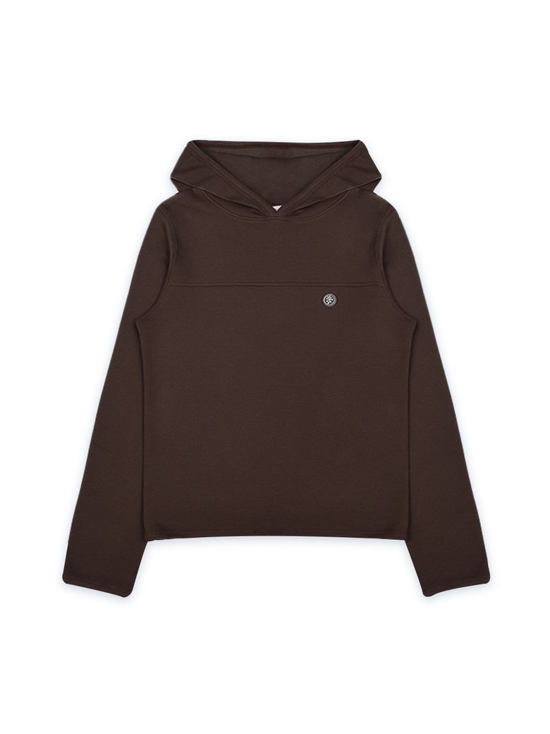 CUTTING LOGO LABEL HOODIE, BROWN