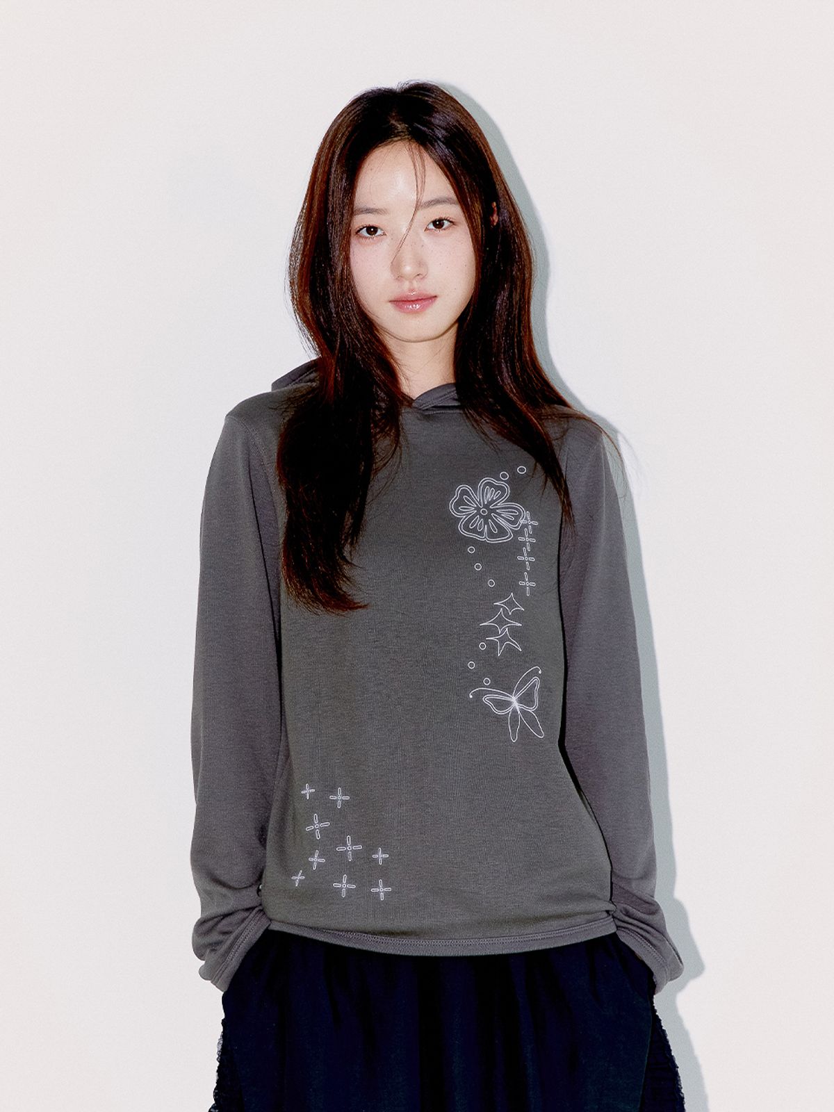 오피쉬(OAFISH) STARLIT FLOWER HOODIE, BROWN