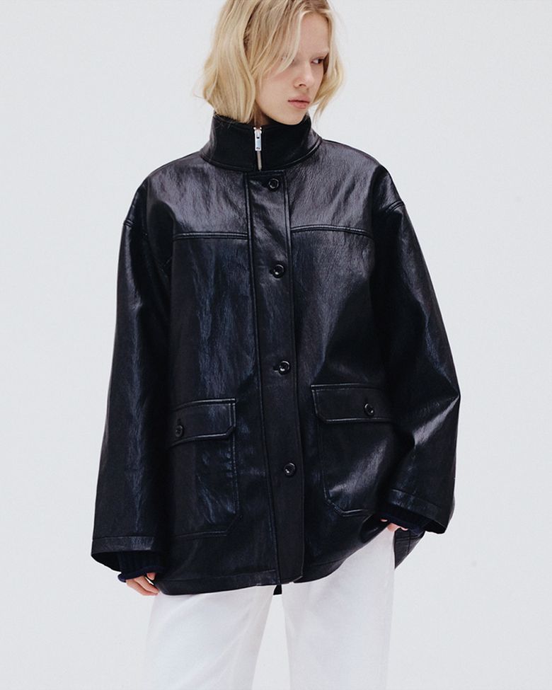 Leather work jacket (black)