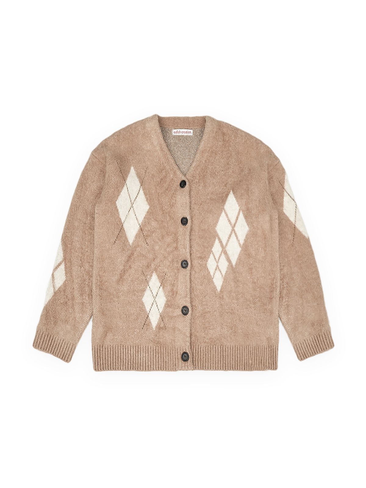 오피쉬(OAFISH) SCATTERED ARGYLE CARDIGAN, CAMEL