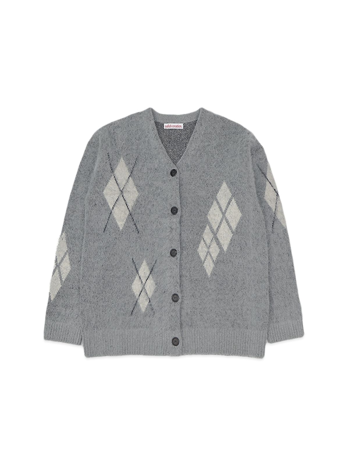 오피쉬(OAFISH) SCATTERED ARGYLE CARDIGAN, GRAY