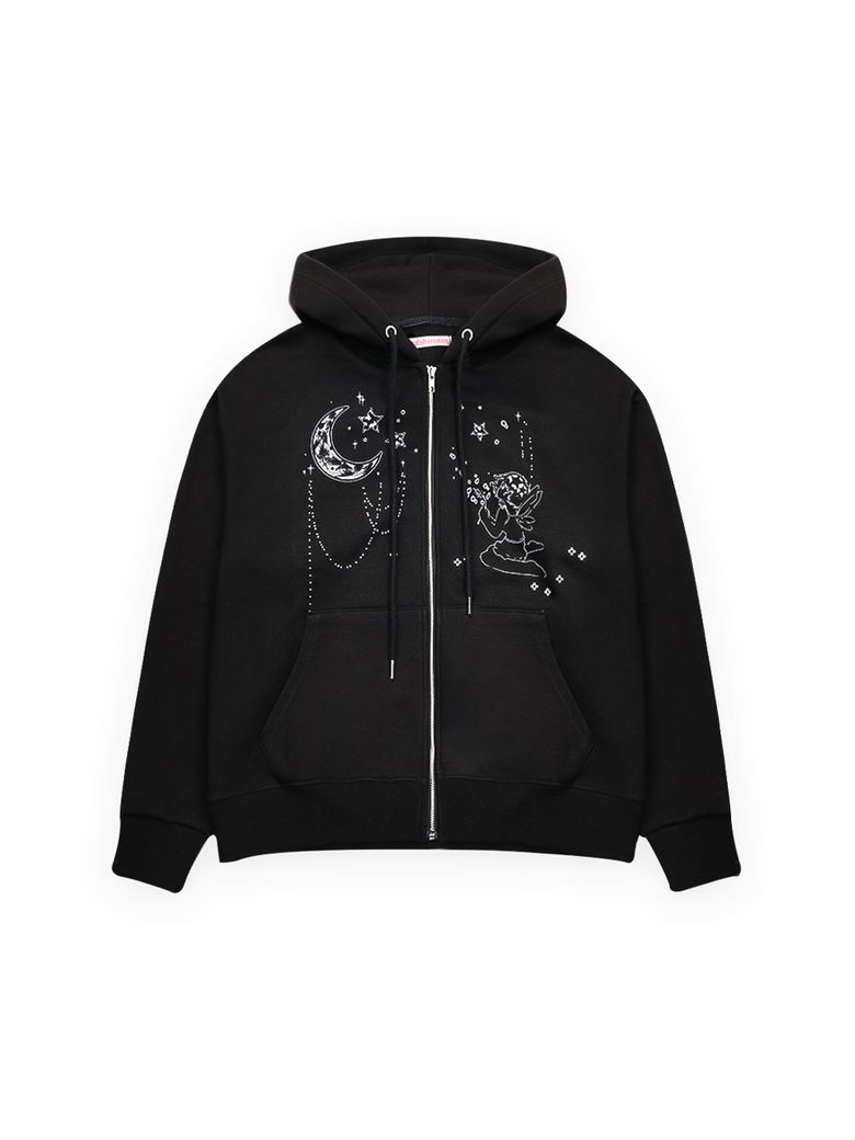 MOONLIGHT WISH HOODIE ZIP UP BLACK