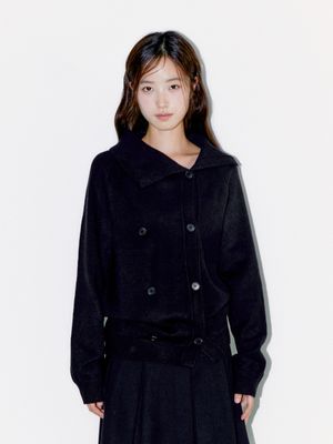 TWIN BUTTON CARDIGAN, BLACK