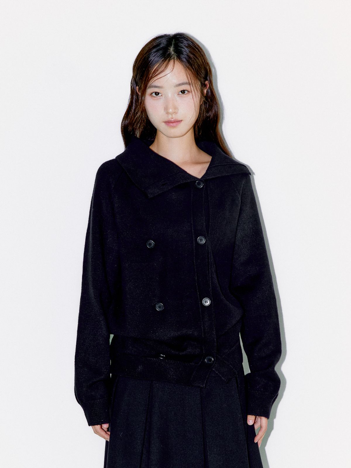 오피쉬(OAFISH) TWIN BUTTON CARDIGAN, BLACK