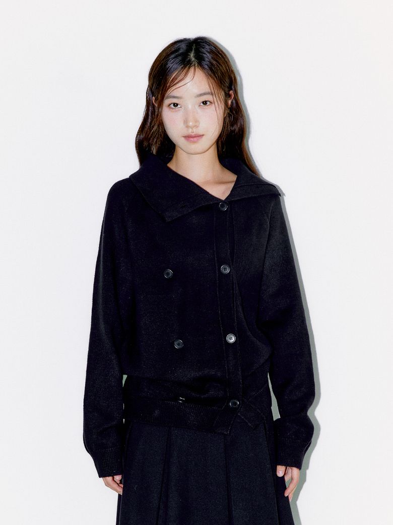 TWIN BUTTON CARDIGAN, BLACK