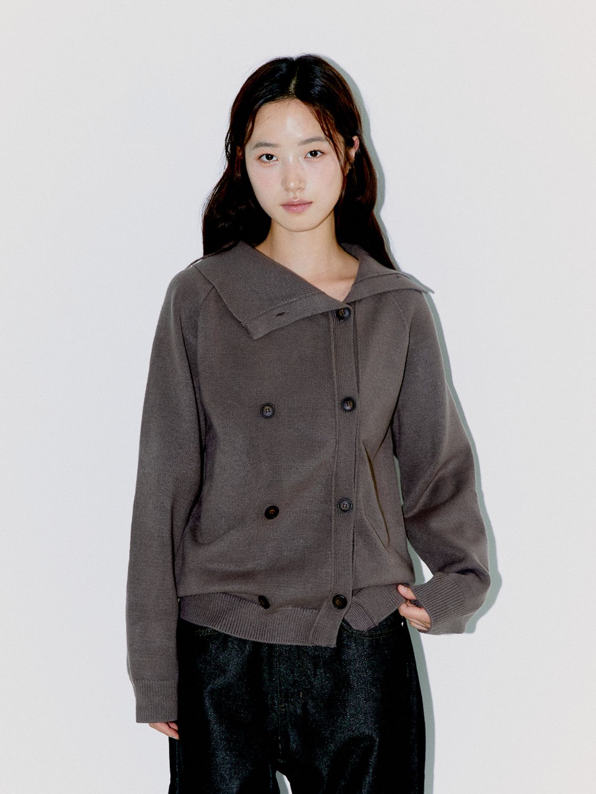 오피쉬(OAFISH) TWIN BUTTON CARDIGAN, BROWN