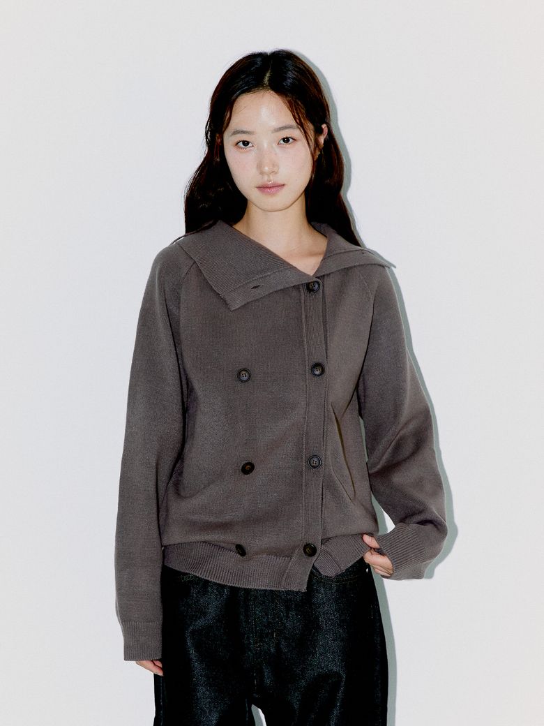TWIN BUTTON CARDIGAN, BROWN