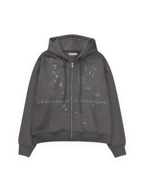 LINEWORK HOODIE ZIP UP, CHARCOAL
