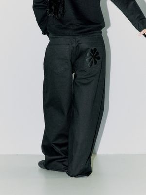 OAF LOGO COTTON PANTS, BLACK