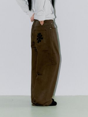 OAF LOGO COTTON PANTS, BROWN