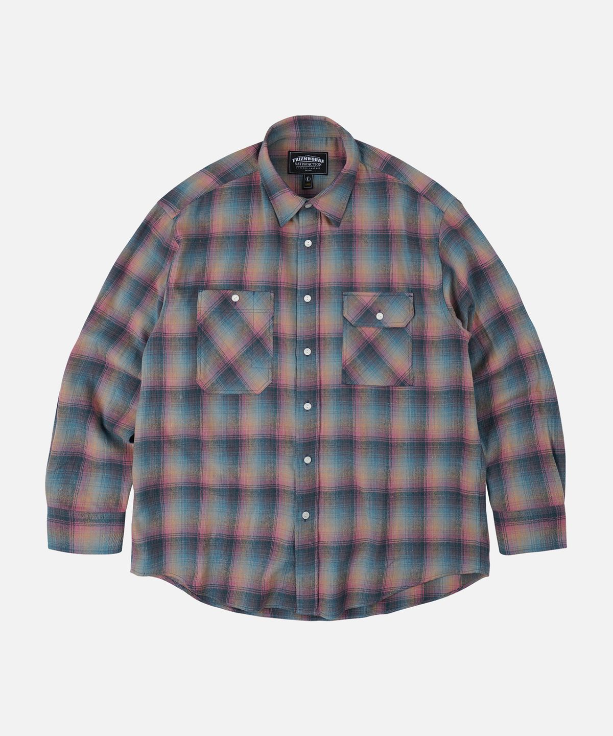 프리즘웍스(FRIZMWORKS) FLANNEL CHECK WORK SHIRT _ EMERALD PINK