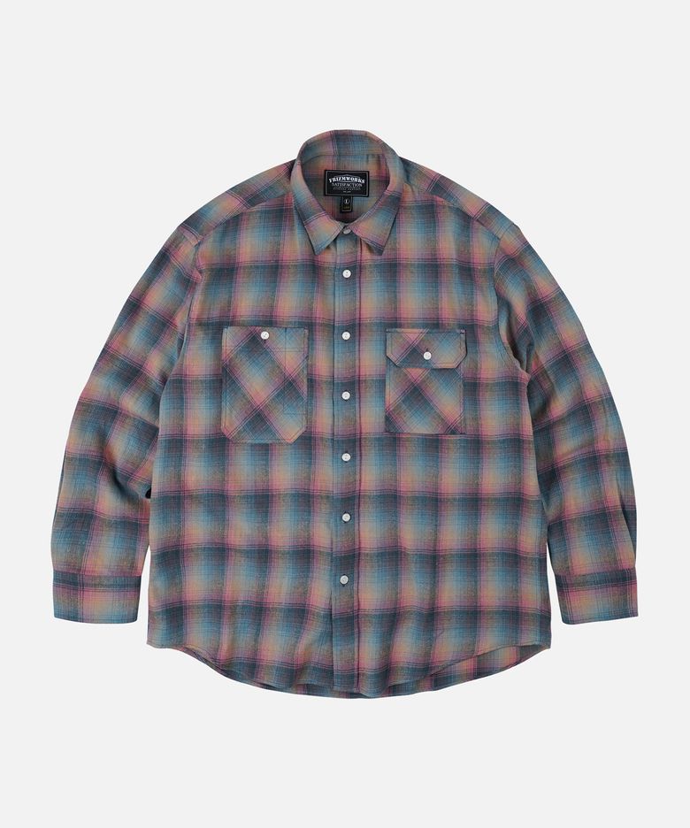 FLANNEL CHECK WORK SHIRT _ EMERALD PINK
