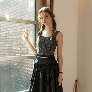 DD_Sequine tweed sleeveless top_GRAY