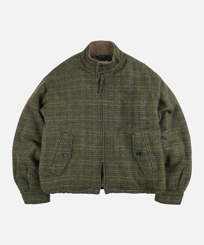 FLUFFY WOOL HARRINGTON JACKET _ SEAWEED