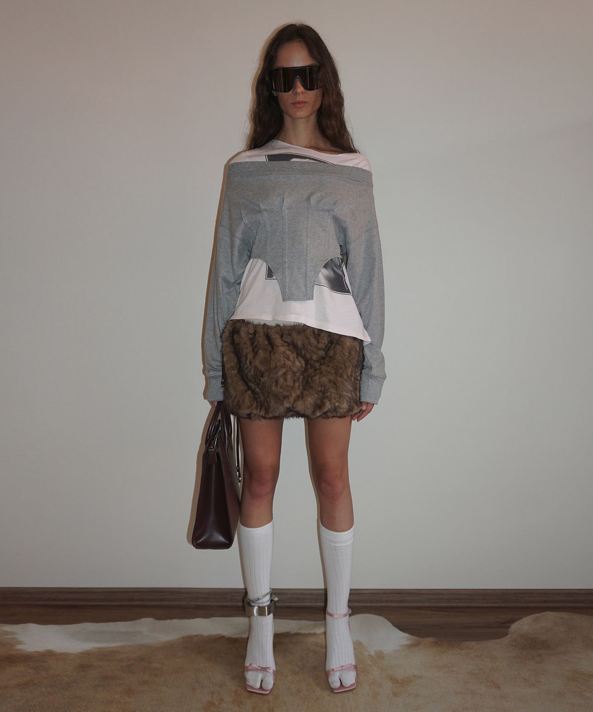 스컬프터(SCULPTOR) Corset Sweatshirt Melange Gray