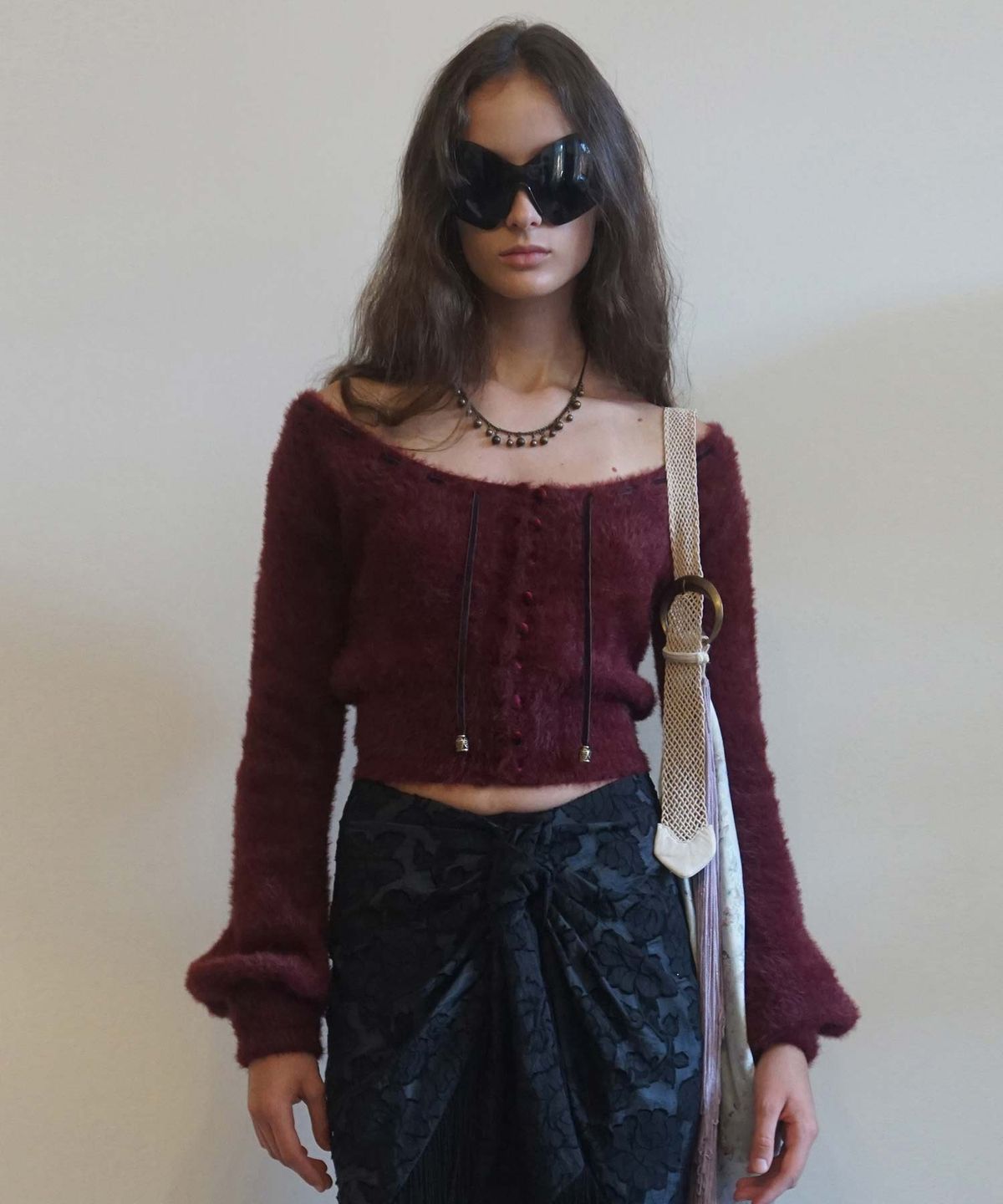 스컬프터(SCULPTOR) Angora Cardigan Burgundy
