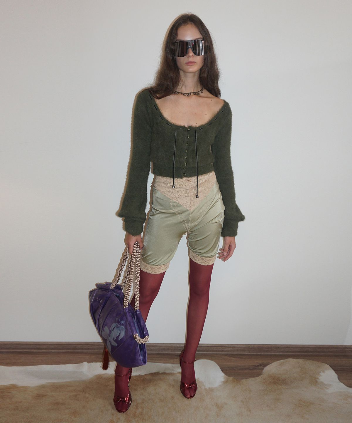스컬프터(SCULPTOR) Angora Cardigan Khaki