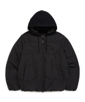 후드탈부착 올리 라이트 다운 자켓 - BLACK