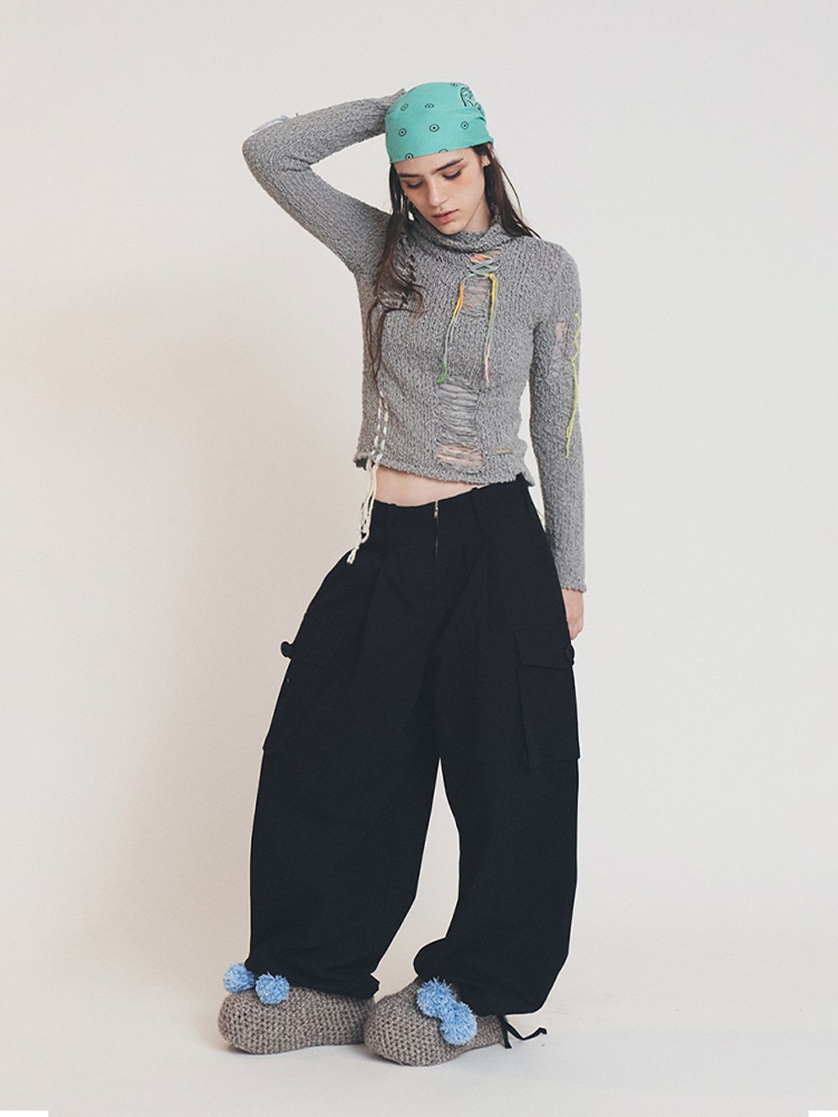 에즈이프 캘리(ASIF CALIE) VINTAGE DESTROYED KNIT GRAY