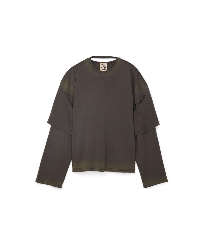 Washed Layered Long Sleeve Faded Black