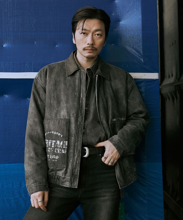 빈티지 스웨이드 카라 패딩 점퍼 차콜 그레이