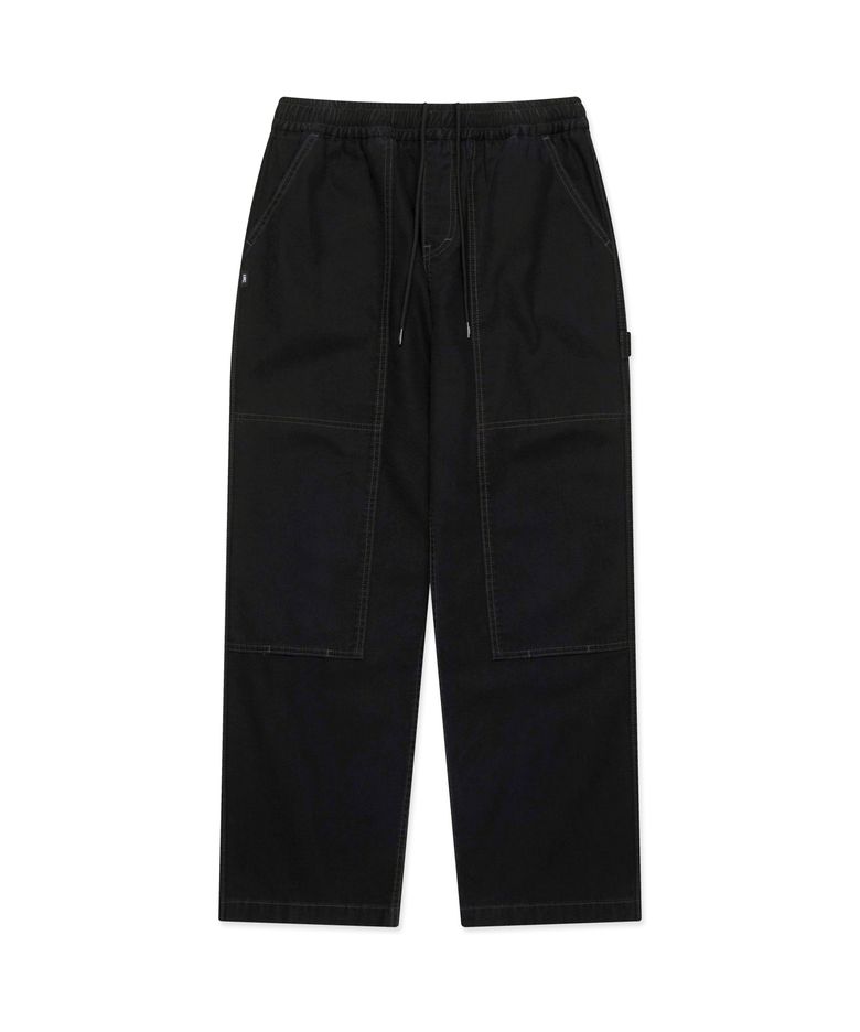 CONTRAST STITCH WORK PANTS black