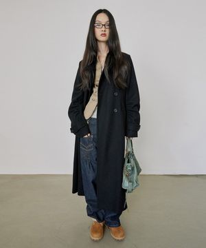 Tailored Wool Long Coat Black