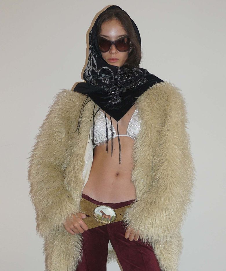 Faux Fur Middle Jacket Beige