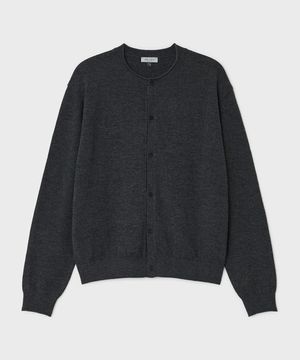 시티 라운드넥 가디건 - 차콜 그레이