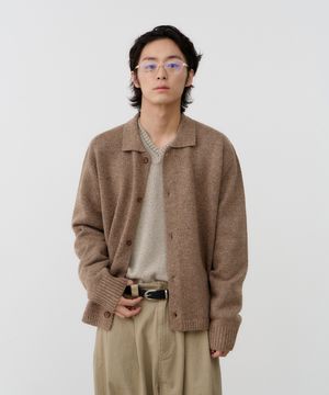 nep yarn collar cardigan (beige)