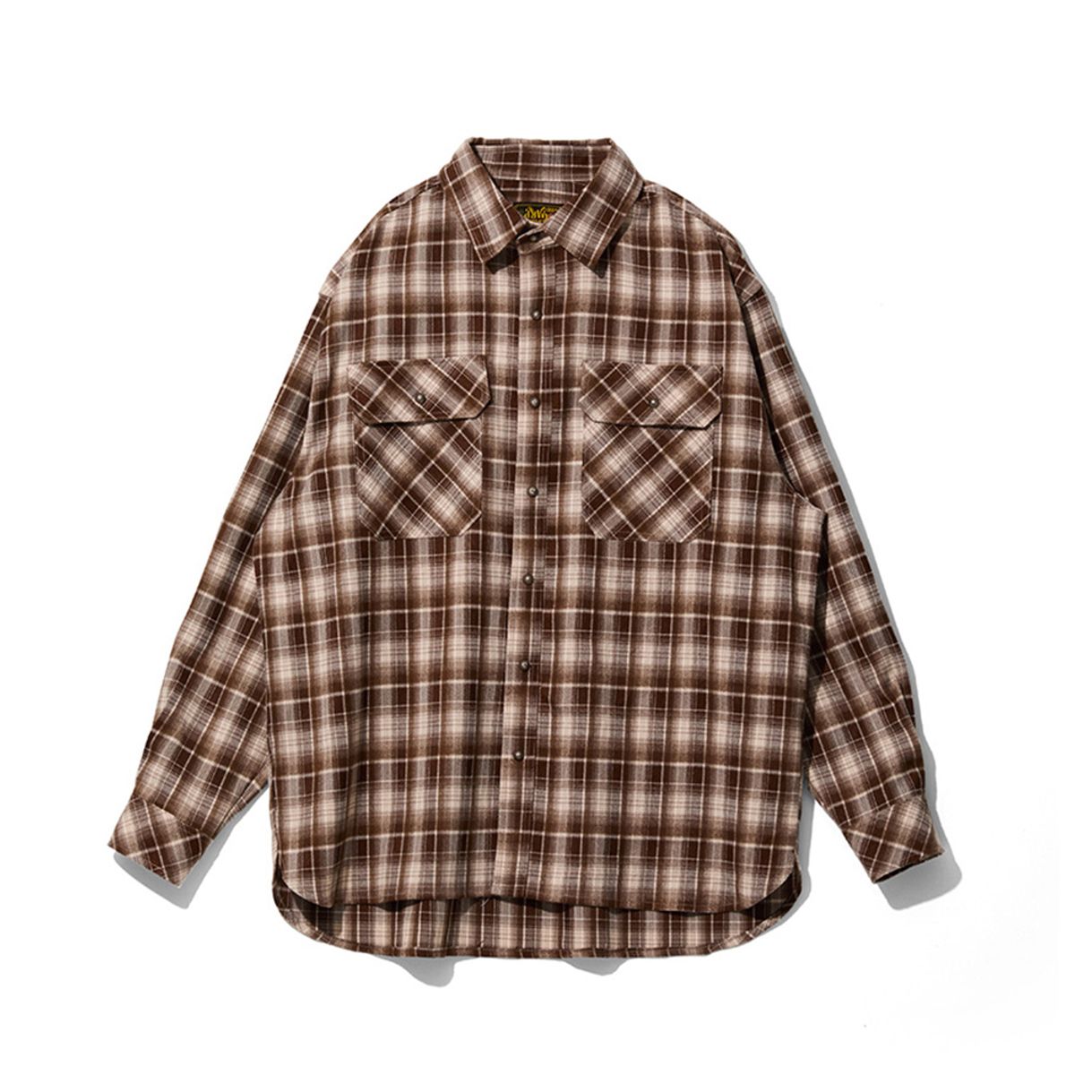 오가프(OGARP) Concho Oversized Check Shirts Khakibrown