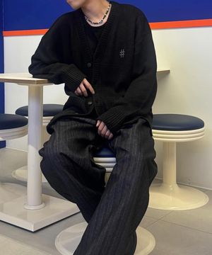 아크릴 베이직 오버핏 가디건(블랙)