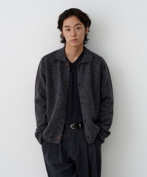 nep yarn collar cardigan (charcoal)