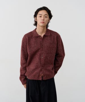 nep yarn collar cardigan (wine)
