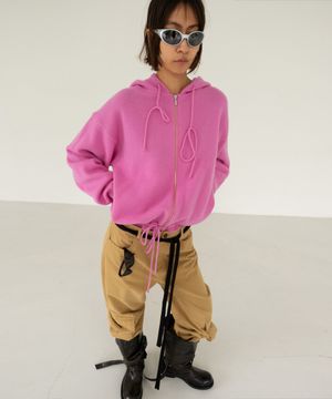 WOOL HOODIE ZIP-UP JUMPER PINK