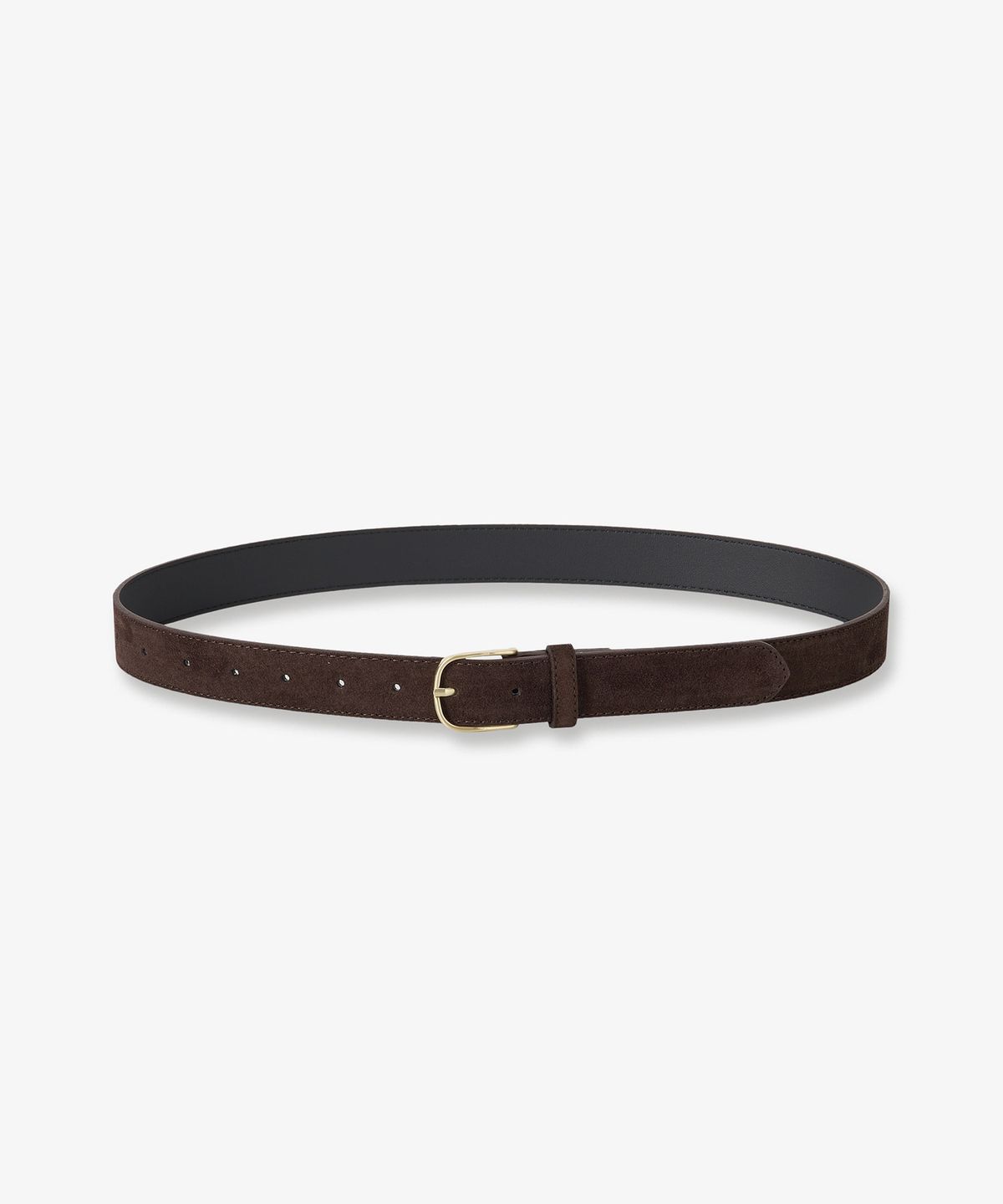 논로컬(NONLOCAL) Classic Gold Buckle Suede Belt - Brown