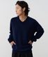 layered V neck knit (navy)