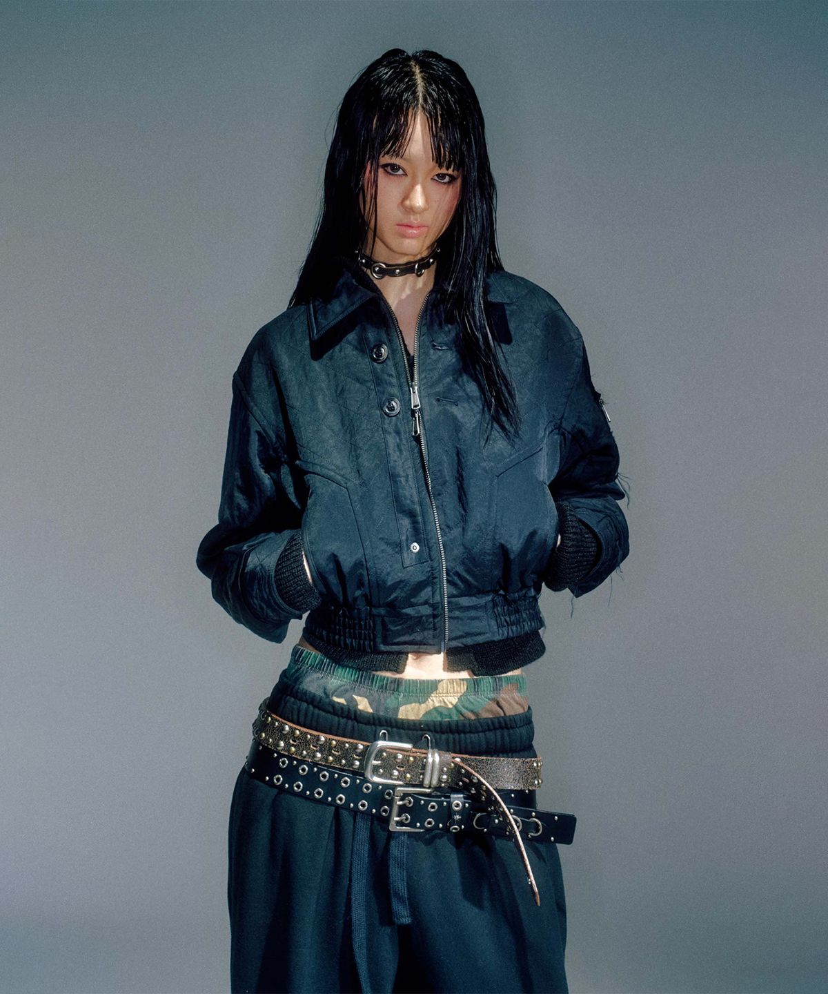 베이컨트 아카이브(VACANT ARCHIVE) WOMEN MATTY QUILTED BOMBER JACKET BLACK