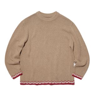Nep Jacquard Pullover Knit Beige
