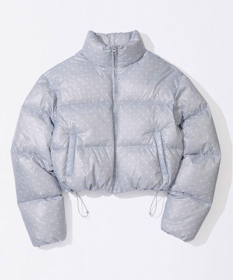 Polka Cropped Puffer Down Baby Blue