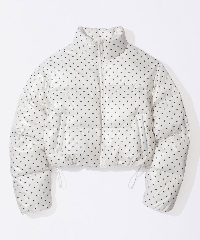 Polka Cropped Puffer Down Ivory
