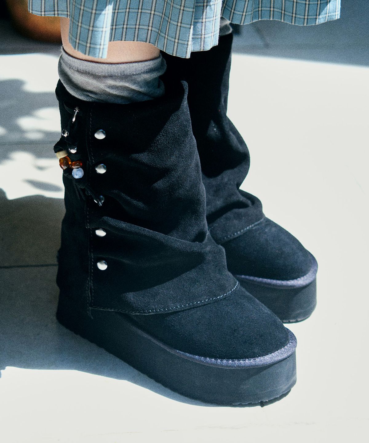 락피쉬웨더웨어(ROCKFISH WEATHERWEAR) STUD MAXI FOLDED BOOTS MIDDLE - 2 colors