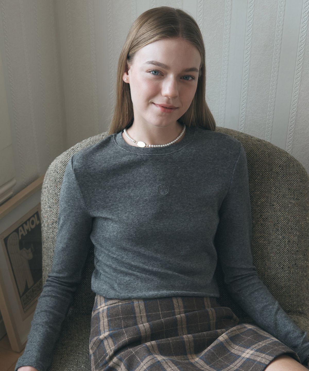 논로컬(NONLOCAL) Wool Tencel Crewneck T-shirt - Grey