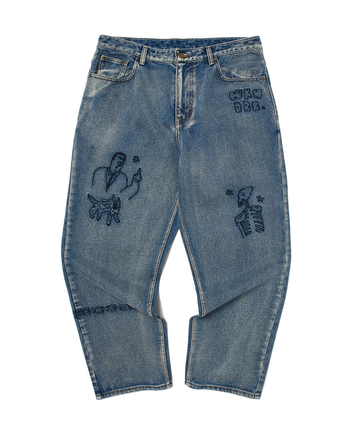 위캔더스(WKNDRS) TATTOO DENIM PANTS (L.DENIM)