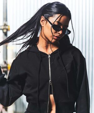 레트로 우먼스 크롭 후드집업 블랙 GA5730 BK