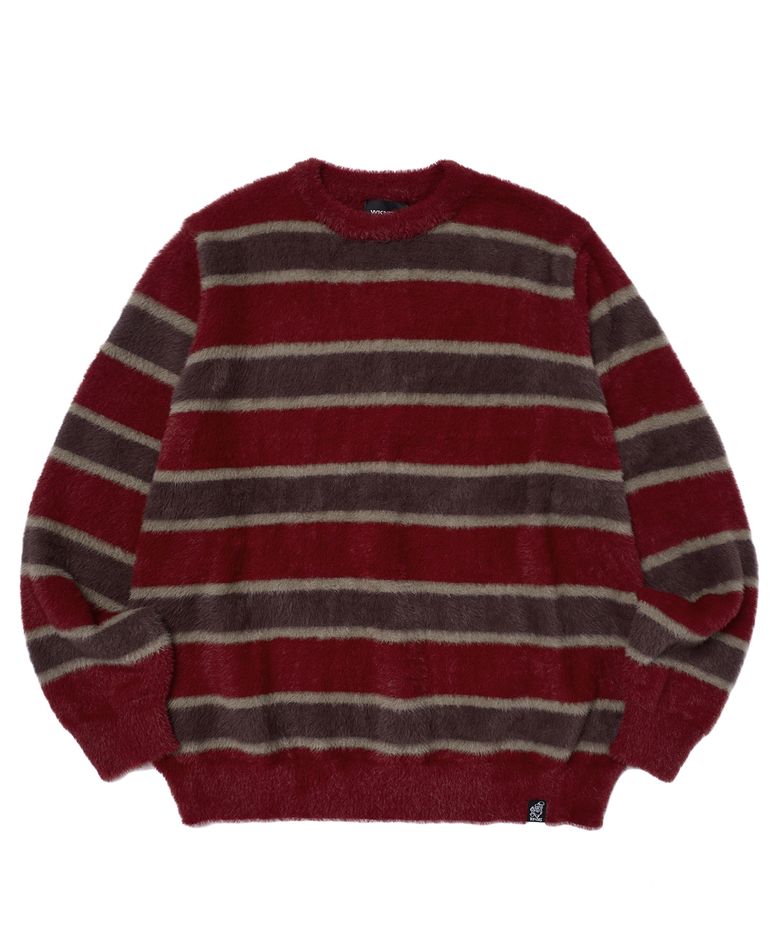 STRIPED KNIT SWEATER (BURGUNDY)